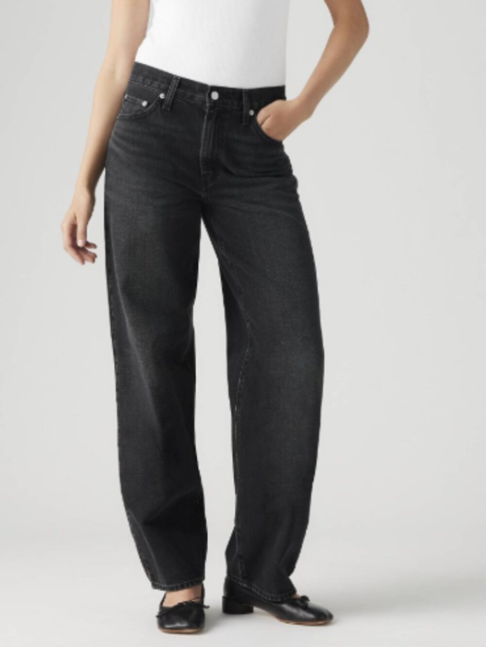 Levi's Women's Baggy Dad Jeans 26x32 Slouchy Baggy Oversized Grey Black